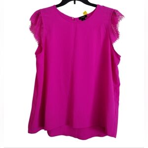 Halogen Bright Pink Sleeveless Top With Lace Size 1 (1X)